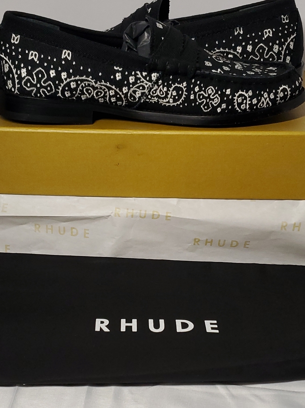 Rhude Black Bandana Print Loafers Size Mens Size 8/ Womens 9.5